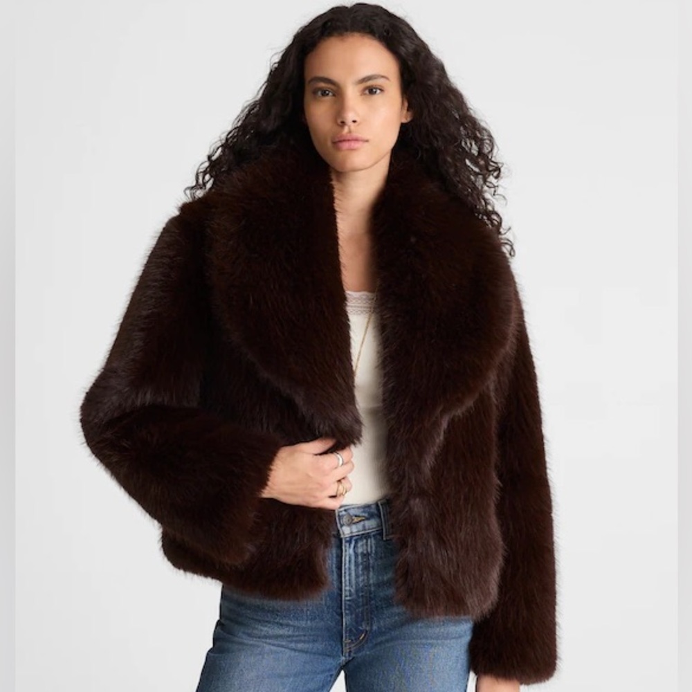 NWT Madewell Faux Fur Shawl-Collar Coat